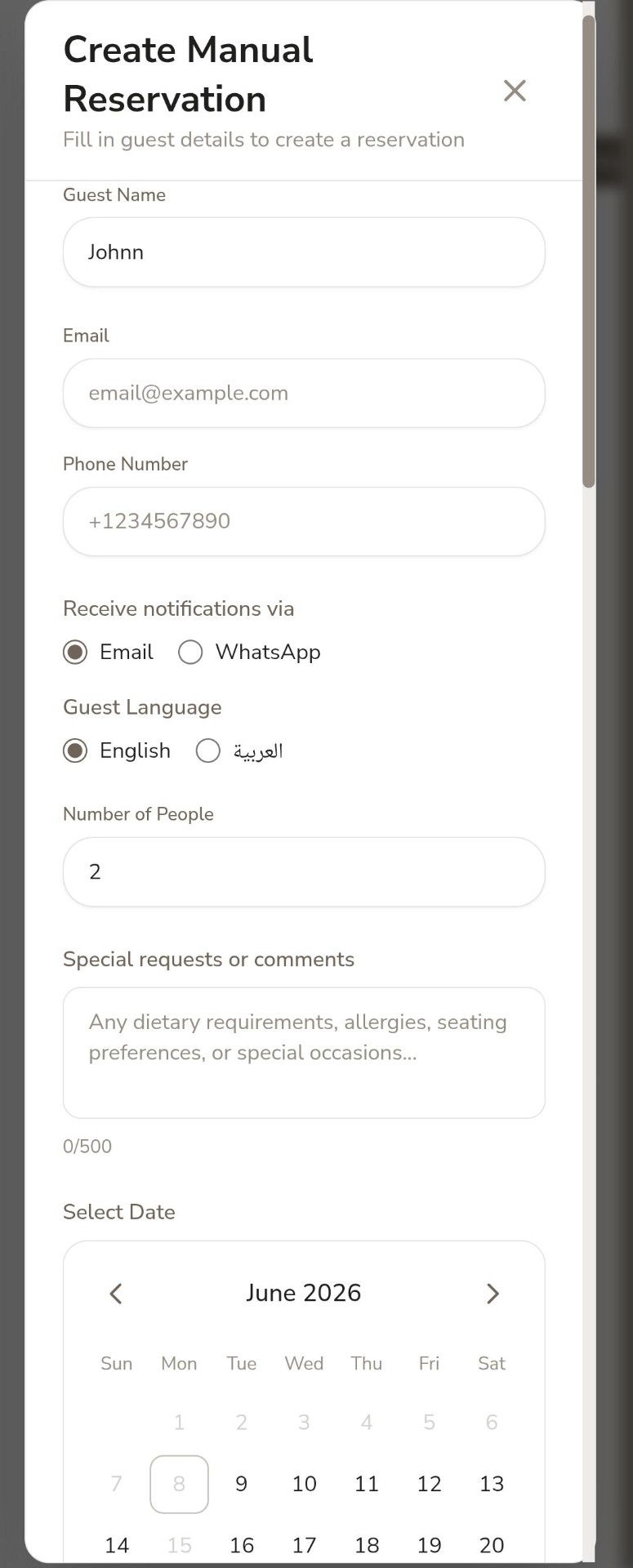 Create Reservation