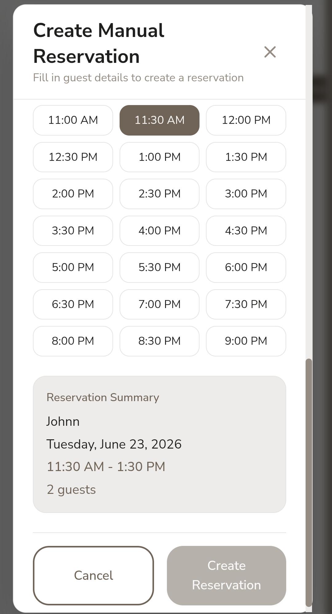 Pick a Time Slot